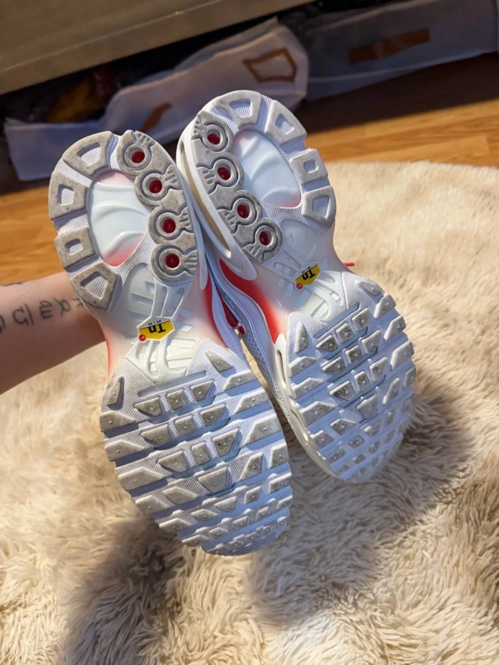 Nike Kids White Sneakers with Red Accents - Picture 2 of 4